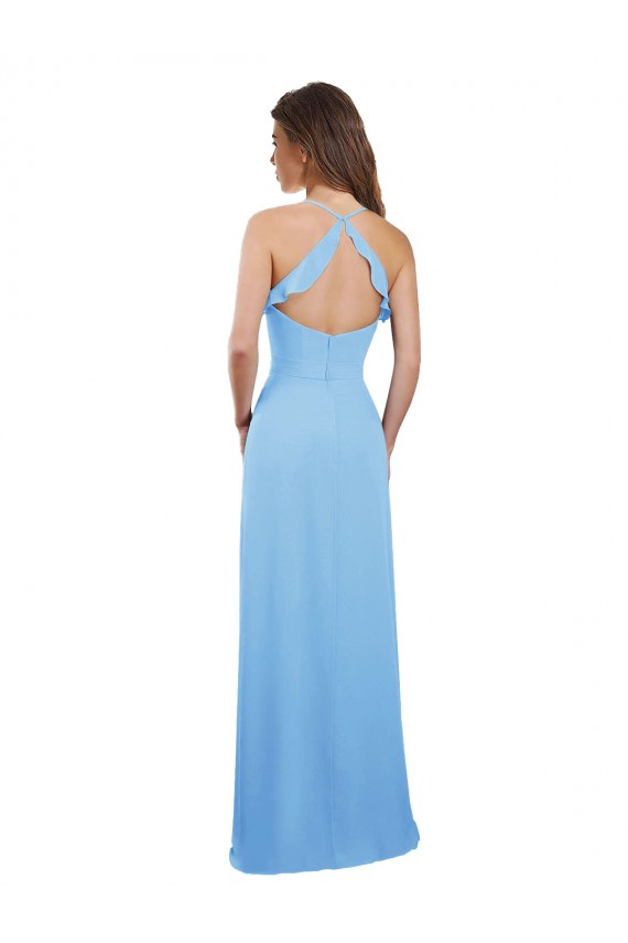 Slim Chiffon Bridesmaid Dress with Ruffled Sweetheart Neckline Brisbane