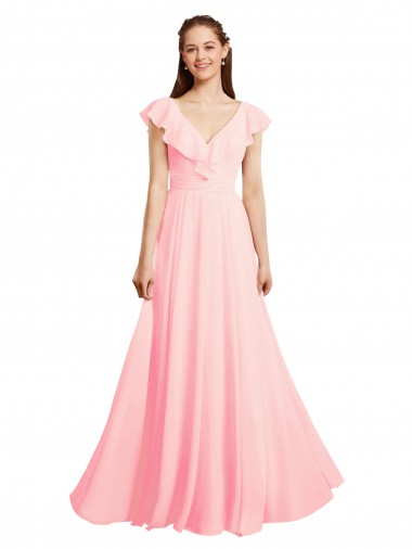 Chiffon A-Line Dress with Full Circle Skirt and Gathered Waistband Brisbane