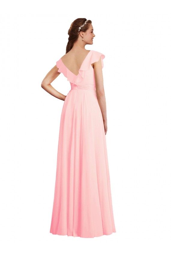 Chiffon A-Line Dress with Full Circle Skirt and Gathered Waistband Brisbane