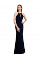 Fluted Long Chiffon Bridesmaid Dress with Halter Neckline and Keyhole Brisbane