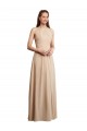Draped Halter Neck Long Chiffon Bridesmaid Dress with Tie Back Brisbane