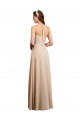 Draped Halter Neck Long Chiffon Bridesmaid Dress with Tie Back Brisbane