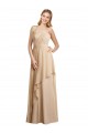 Draped Long Chiffon A-Line Dress with Cascading Ruffles Brisbane