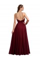 Long A-Line Halter Neck Chiffon Bridesmaid Dress with Draped Bodice Brisbane