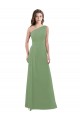 One Shoulder Chiffon Bridesmaid Dress with Pleats and Side Slit Brisbane