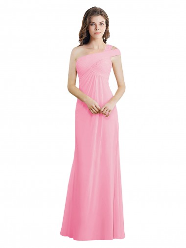 Single Shoulder Chiffon Bridesmaid Dress with Draped Bodice Brisbane