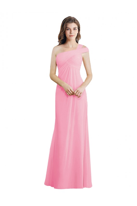 Single Shoulder Chiffon Bridesmaid Dress with Draped Bodice Brisbane