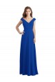 Draped Shoulder V-Neck Long Chiffon Bridesmaid Dress Brisbane