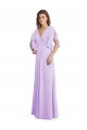A-Line Draped Chiffon Bridesmaid Dress with V-Neck and Split Sleeves Brisbane