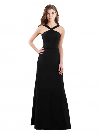 Chiffon A-Line Bridesmaid Dress with Criss Cross Halter Top Brisbane