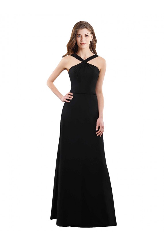 Chiffon A-Line Bridesmaid Dress with Criss Cross Halter Top Brisbane