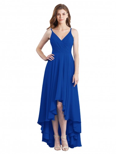 Draped High Low Chiffon Bridesmaid Dress with Cross Over Bodice Brisbane