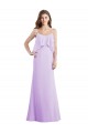 Scoop Neck Long Chiffon Bridesmaid Dress with Cross Over Neckline Flounce Brisbane