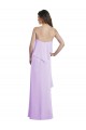 Scoop Neck Long Chiffon Bridesmaid Dress with Cross Over Neckline Flounce Brisbane