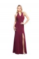 Chiffon Mermaid Bridesmaid Dress with Back Tie Halter Straps and Side Slit Brisbane