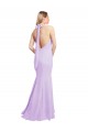 Chiffon Mermaid Bridesmaid Dress with Back Tie Halter Straps and Side Slit Brisbane
