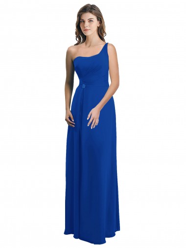 One Shoulder A-Line Chiffon Bridesmaid Dress with Pleated Bodice Brisbane