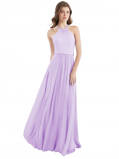 Halter Chiffon A-Line Bridesmaid Dress with Flounce Back Brisbane