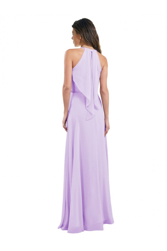 Halter Chiffon A-Line Bridesmaid Dress with Flounce Back Brisbane