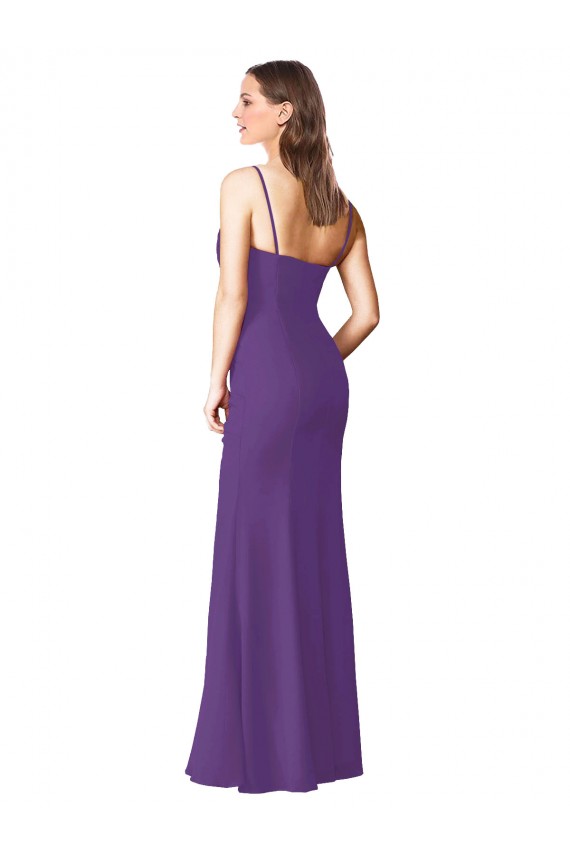 Strapless Chiffon Bridesmaid Dress with Pleated Wrap Bodice and Side Slit Brisbane
