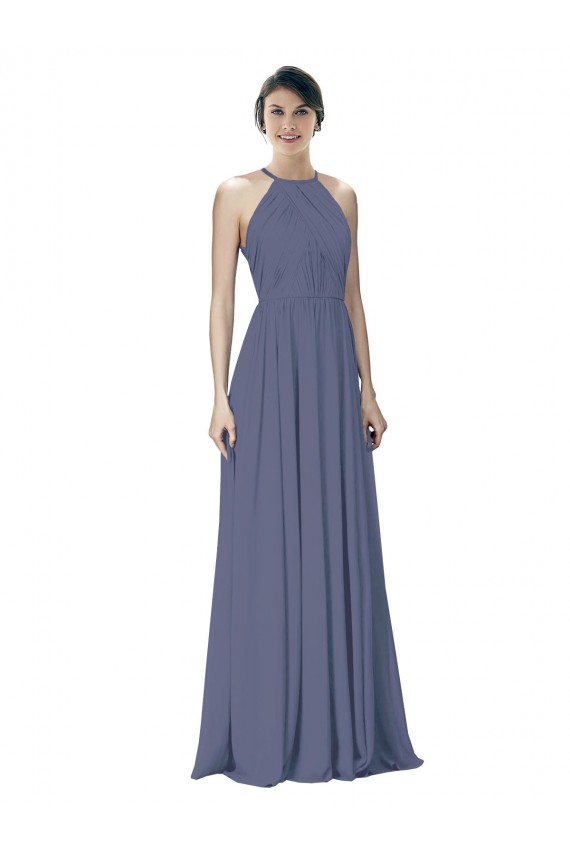 Halter Neck Ruched Bodice Chiffon Bridesmaid Dress Brisbane