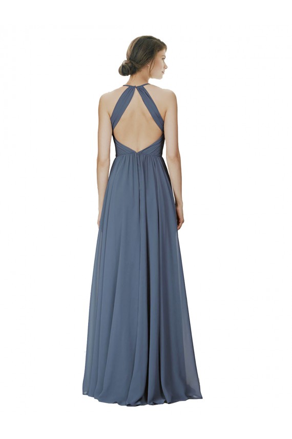 Halter Neck Ruched Bodice Chiffon Bridesmaid Dress Brisbane