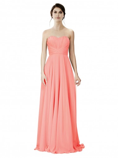 Strapless Chiffon Bridesmaid Dress with Ruched Sweetheart Neckline Brisbane