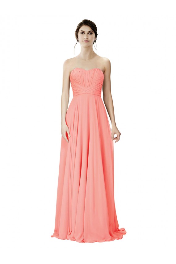 Strapless Chiffon Bridesmaid Dress with Ruched Sweetheart Neckline Brisbane