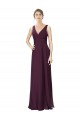 Long Chiffon Bridesmaid Dress with Ruched Criss Cross V-Neck Bodice Brisbane