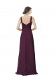 Long Chiffon Bridesmaid Dress with Ruched Criss Cross V-Neck Bodice Brisbane
