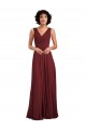 Sleeveless V-Neck Pleated Chiffon Bridesmaid Dress Brisbane