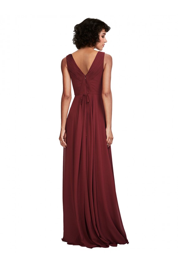 Sleeveless V-Neck Pleated Chiffon Bridesmaid Dress Brisbane