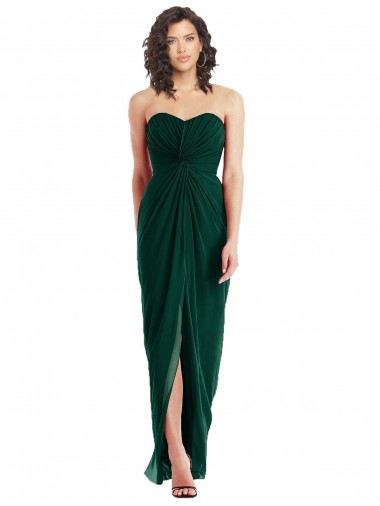 Twist Front Draped Chiffon Bridesmaid Dress with Slit Brisbane