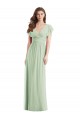 Flutter Sleeves Draped Wrap V-Neck Chiffon Bridesmaid Dress Brisbane