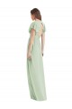 Flutter Sleeves Draped Wrap V-Neck Chiffon Bridesmaid Dress Brisbane