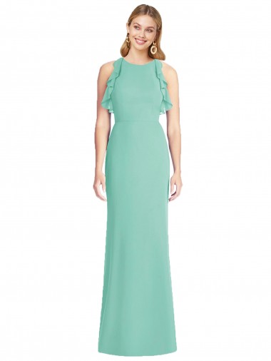 Jewel Neck Mermaid Open Back Chiffon Bridesmaid Dress Brisbane