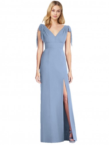 Bow-Shoulder Sleeveless Deep V-Back Mermaid Bridesmaid Dress Brisbane