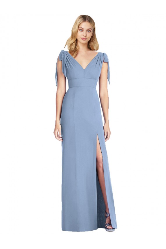 Bow-Shoulder Sleeveless Deep V-Back Mermaid Bridesmaid Dress Brisbane