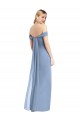 Full Length Draped Off the Shoulder Maxi Bridesmaid Dress with Shirred Streamer Brisbane
