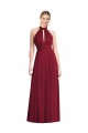 High-Neck Open Back Shirred Halter Maxi Bridesmaid Dress Brisbane