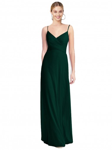 Wide V-Neck Long Spaghetti Strap Chiffon Bridesmaid Dress Brisbane