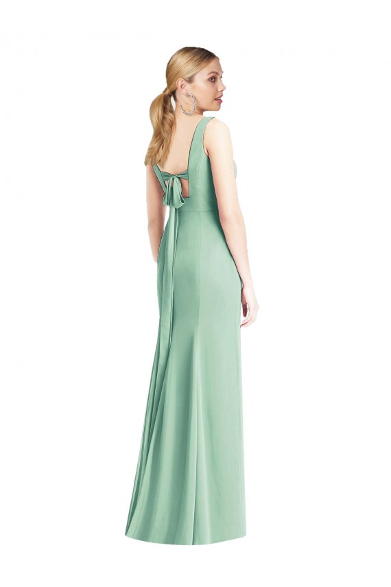 Sleeveless Tie Back Chiffon Trumpet Chiffon Bridesmaid Dress Brisbane