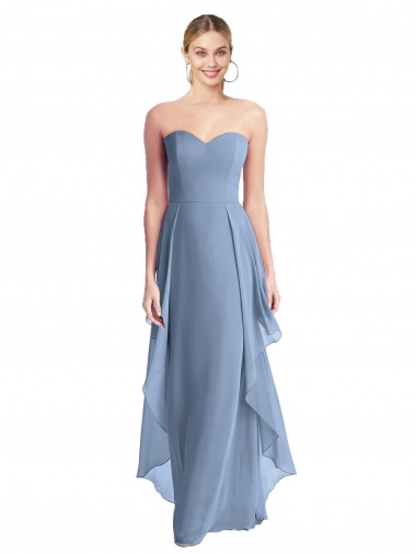 Strapless Chiffon Bridesmaid Dress with Skirt Overlay Brisbane