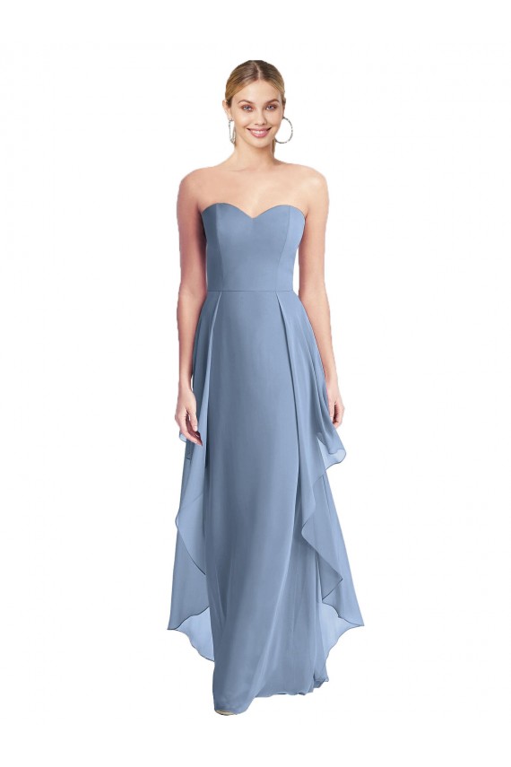 Strapless Chiffon Bridesmaid Dress with Skirt Overlay Brisbane