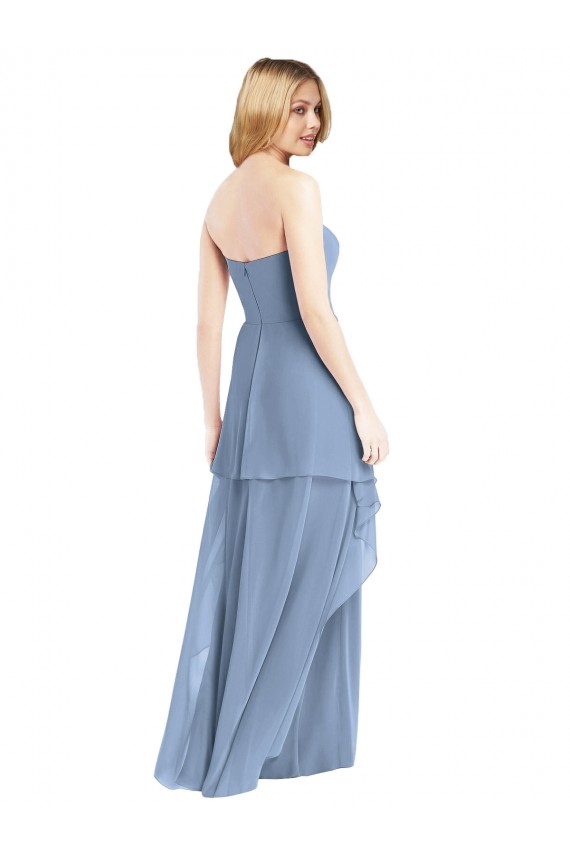 Strapless Chiffon Bridesmaid Dress with Skirt Overlay Brisbane