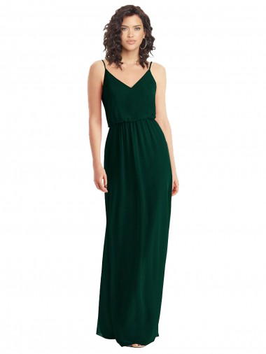 V-Neck Blouson Bodice Chiffon Maxi Bridesmaid Dress Brisbane