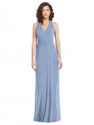 V-Neck Halter Back Straps Chiffon Formal Bridesmaid Dress Brisbane