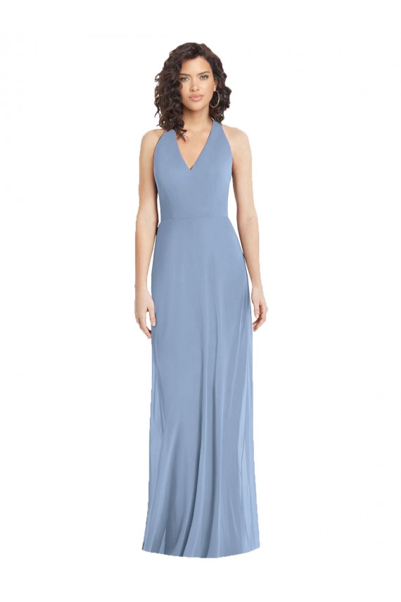 V-Neck Halter Back Straps Chiffon Formal Bridesmaid Dress Brisbane