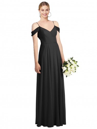Cold-Shoulder V-Back Chiffon Maxi Bridesmaid Dress Brisbane