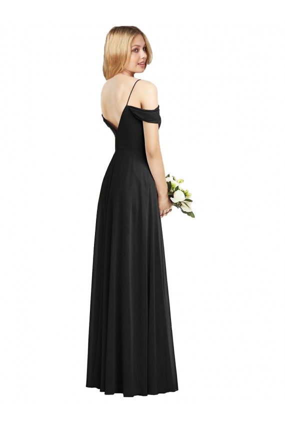 Cold-Shoulder V-Back Chiffon Maxi Bridesmaid Dress Brisbane